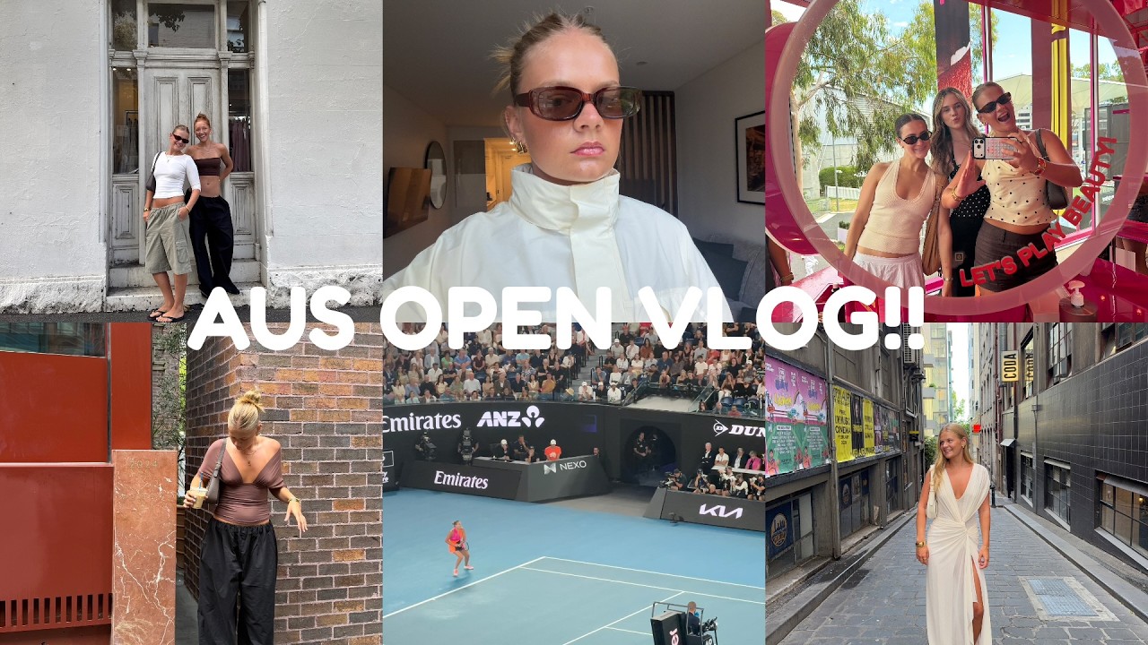 australian open vlog!! fashion, tennis, solo traveling and shopping ✈️🎾✨