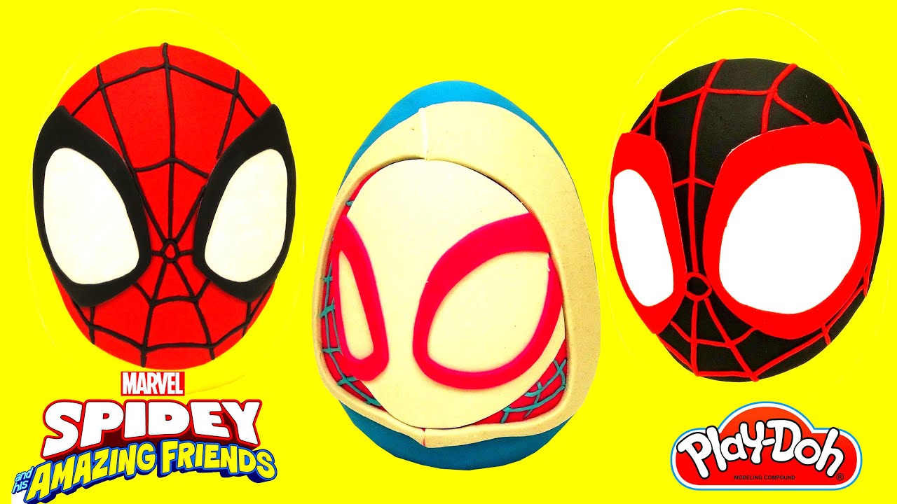 3 Huevos Sorpresa de Spidey y sus Sorprendentes Amigos en Español de Plastilina Play Doh