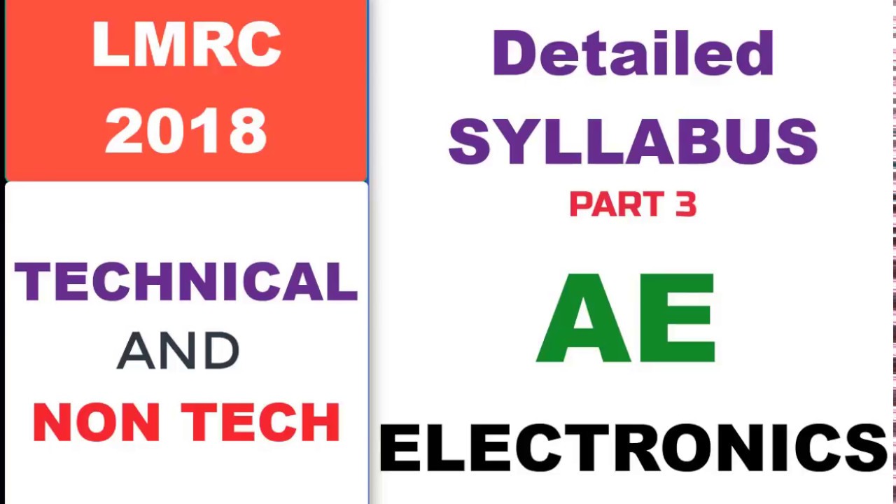 LMRC ELECRONICS SYLLABUS assistant manager ||| LMRC 2018 full detailed syllabus video series