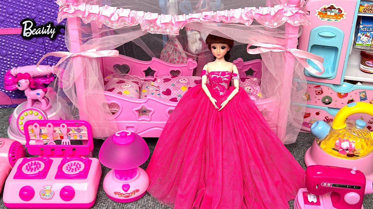 8 Minutes Satisfying with Unboxing Barbie Princess Kitchen Cooking Playset ASMR | Review Toys