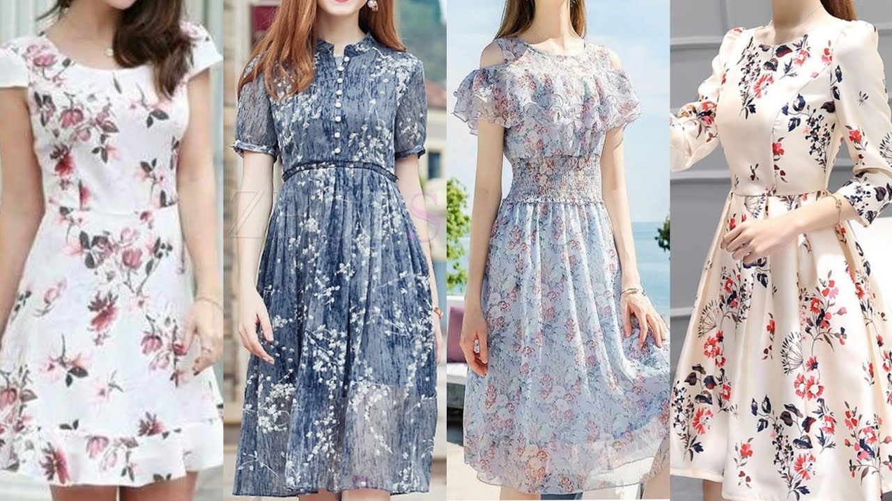 world's most running and selling prints crinkle chiffon double frill knee length frocks skater dress