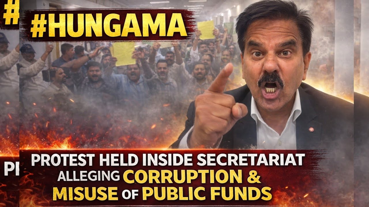 #Hungama; Protest Held Inside Secretariat Alleging Corruption and Misuse of Public Funds; Harsh Dev
