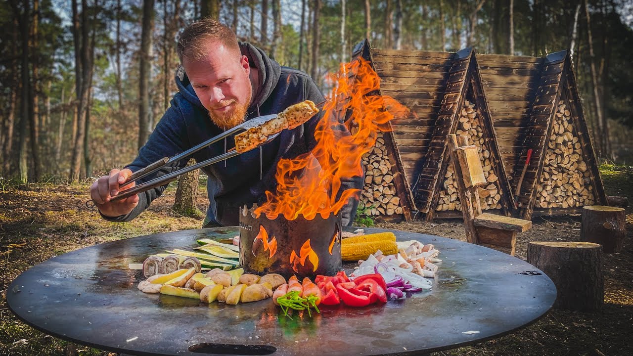 Angrillen auf der Feuerplatte