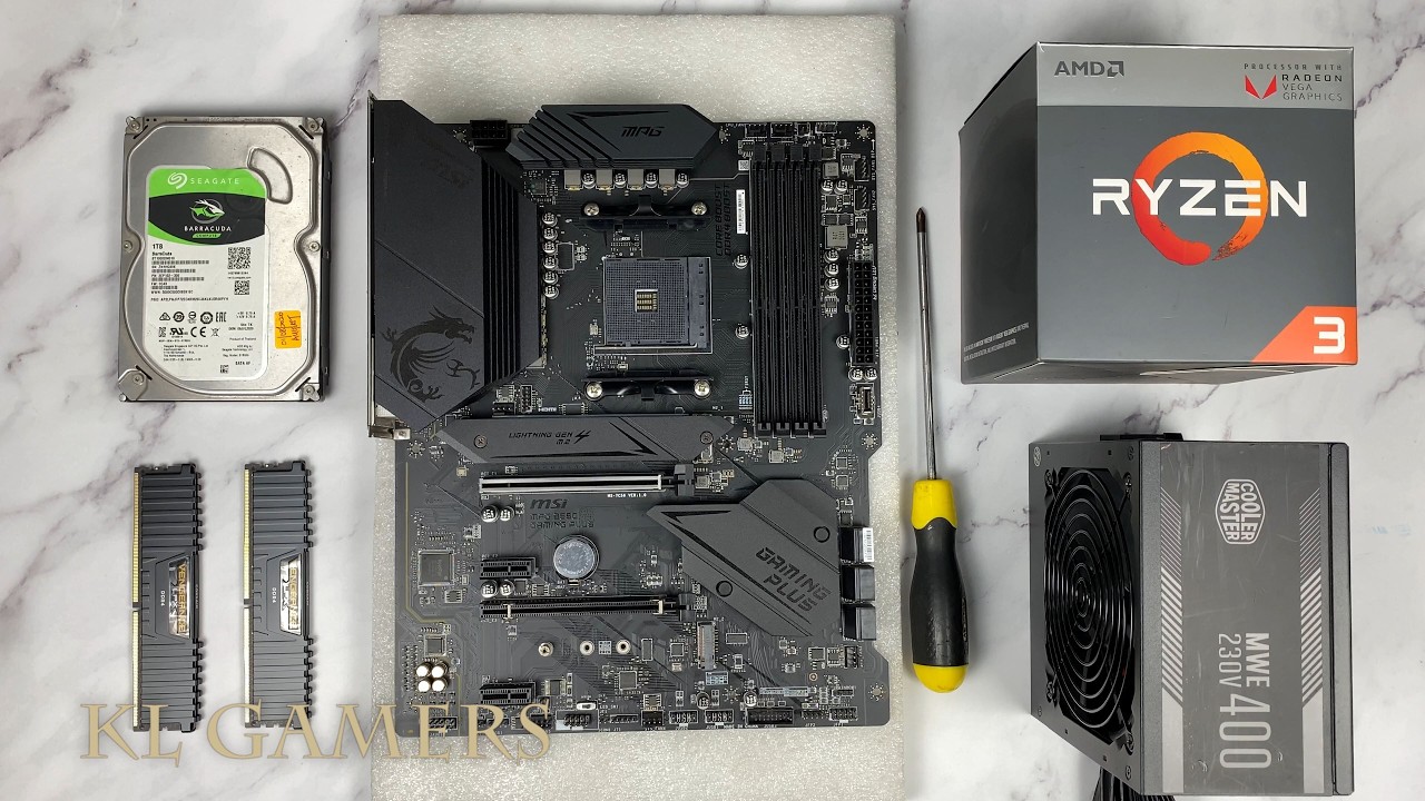 AMD Ryzen 3 2200G msi MAG B550 GAMIING PLUS CORSAIR VENGEANCE NZXT Gaming PC Build