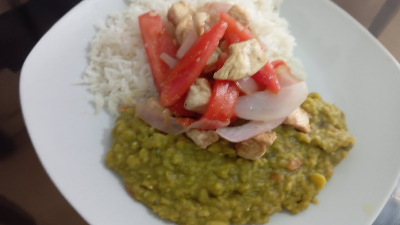 Así me quedó mi Alverjitas Partidas con Saltado de Pollo 🥰