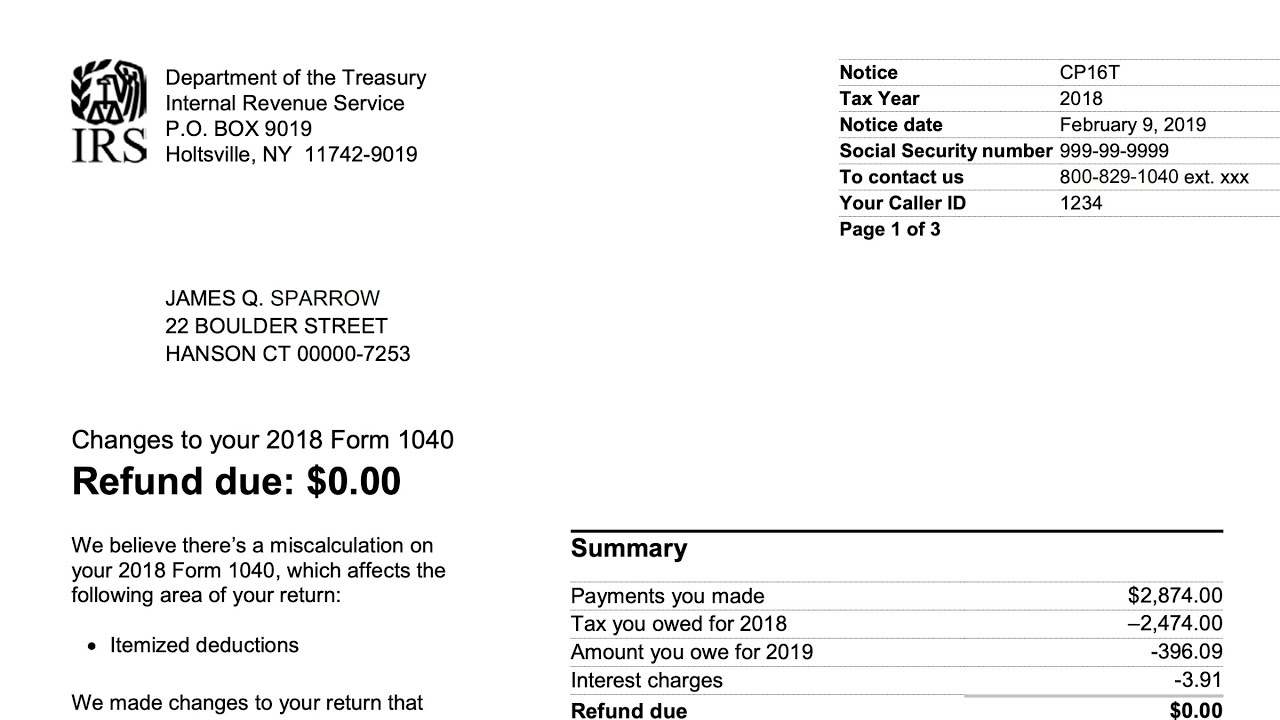 How to understand your CP16T Notice (The IRS made a correction to a miscalculation on your return)