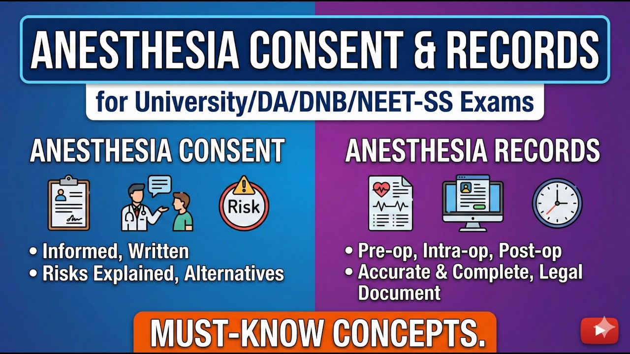 Anesthesia Consent & Records for University/DA/DNB/NEET-SS Exams I Must-Know Concepts.