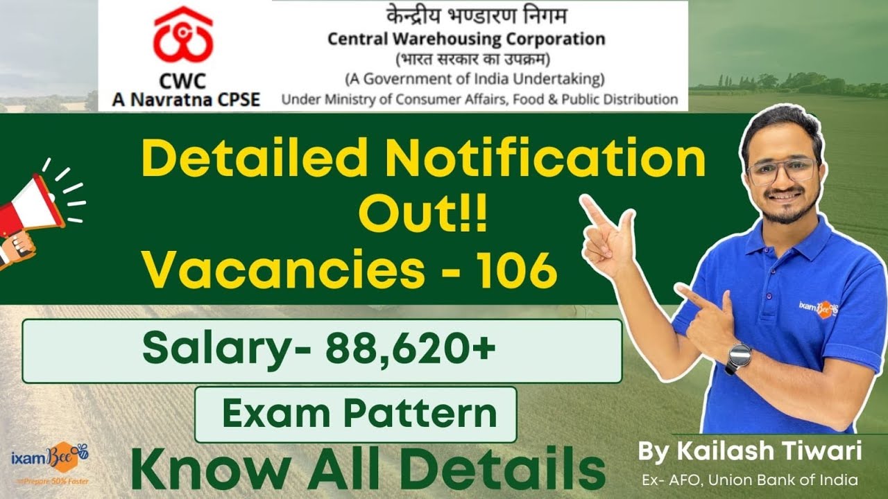 CWC Recruitment 2024 | 106 Vacancies | Eligibility, Salary & Complete Details | By Kailash Sir