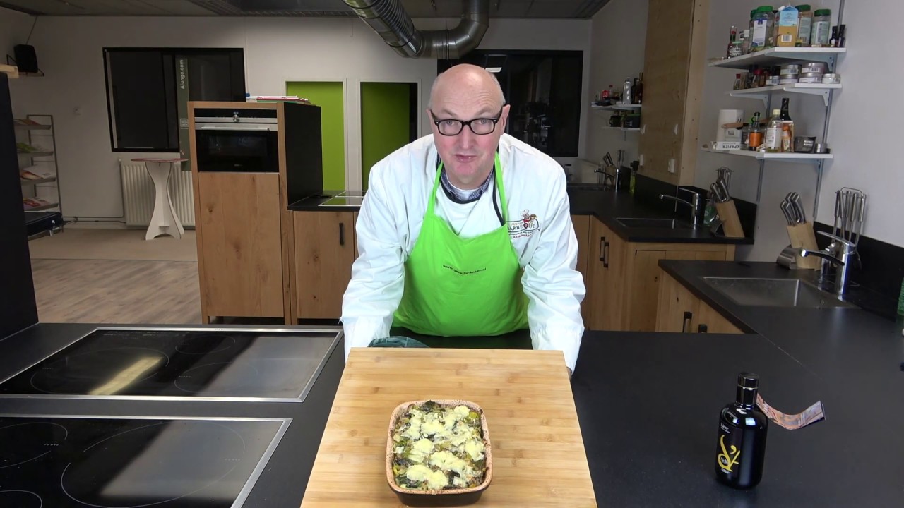 Prei Schotel met Aardappel puree en creme Fraiche