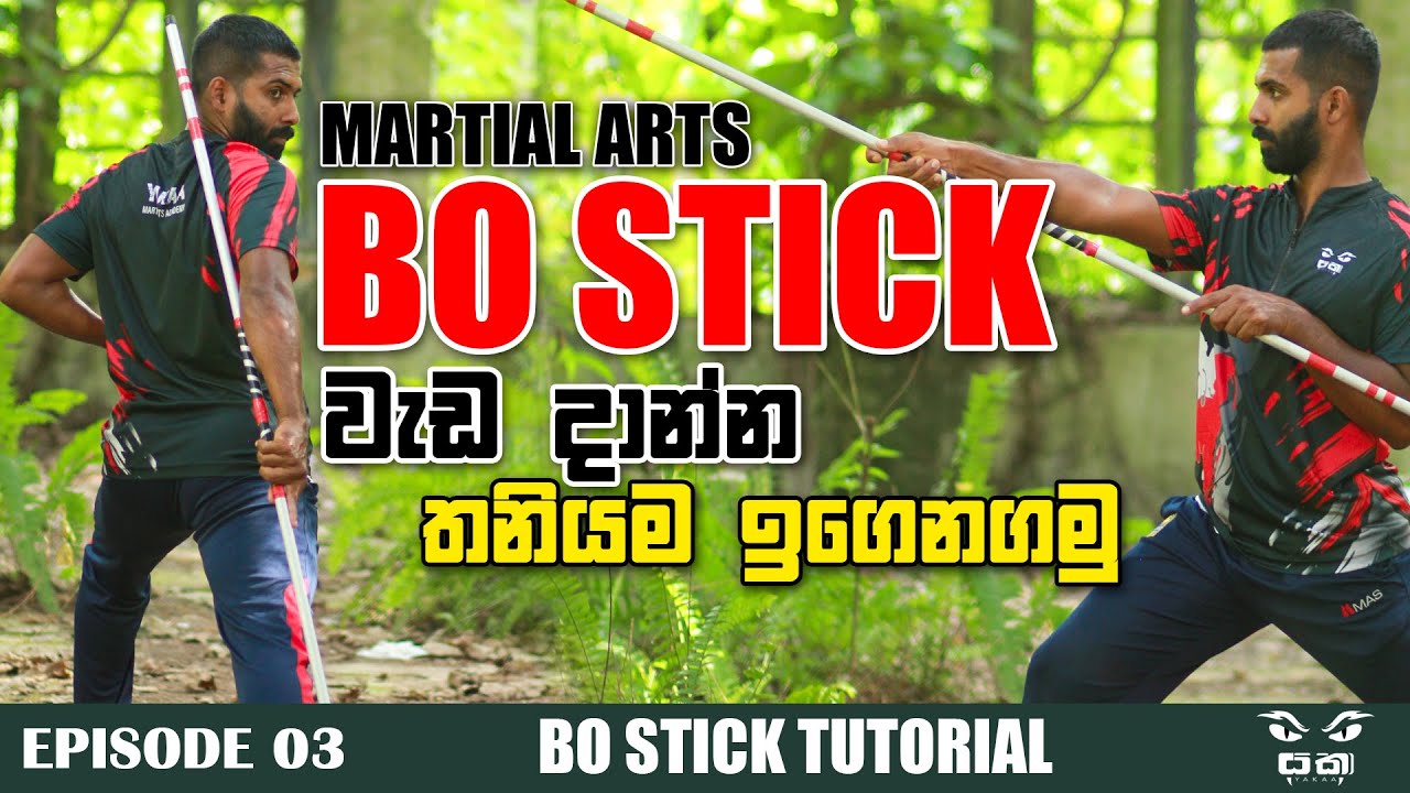 පොලු සටන් පුහුණුව | Basic Bo Staff Training  | පොලු කරකවන්න තනියම ඉගෙනගමු | Stick Tutorial - Ep 3