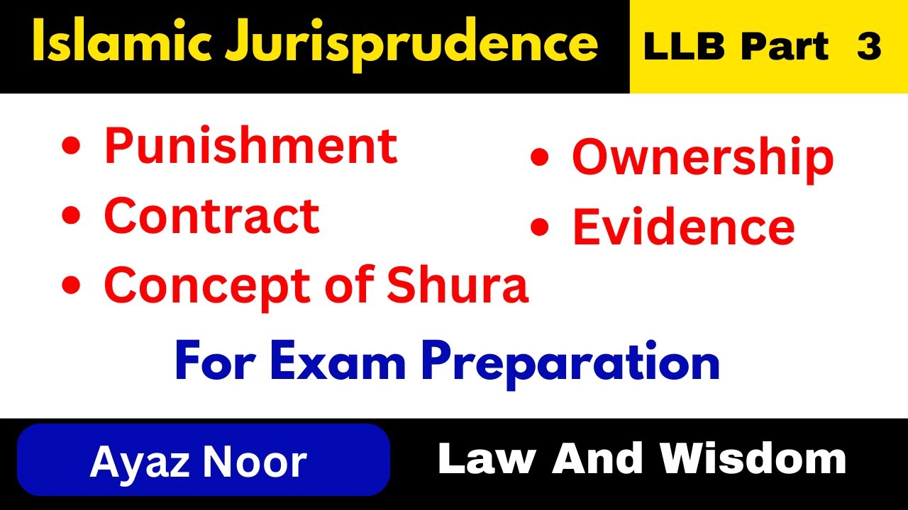 Punishment ||Contract || Concept of Shura ||Ownership || Evidence ||   Islamic Jurisprudence