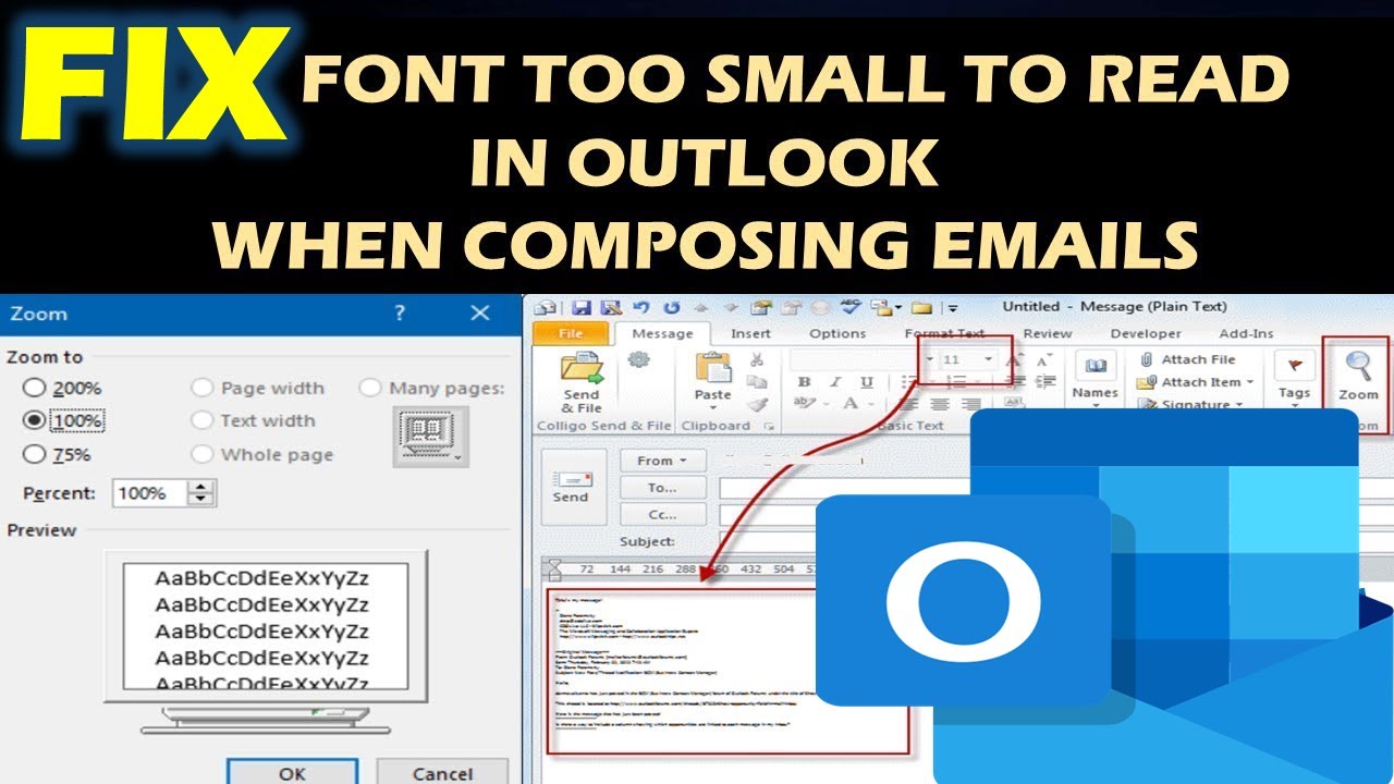 Solved Outlook Email View Too Large or too small in Windows