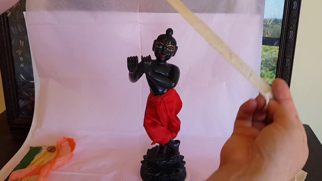 Dressing krishna - shawl and belt tie ideas for krsna murti