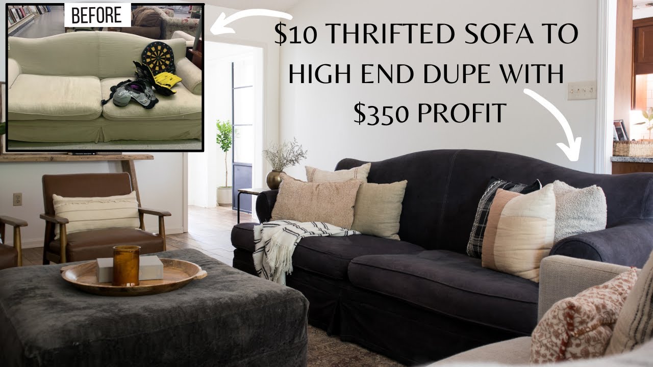 Как покрасить чехол дивана с помощью красителя Rit // Thrift Flip // Закрашиваем пятна на диване ...