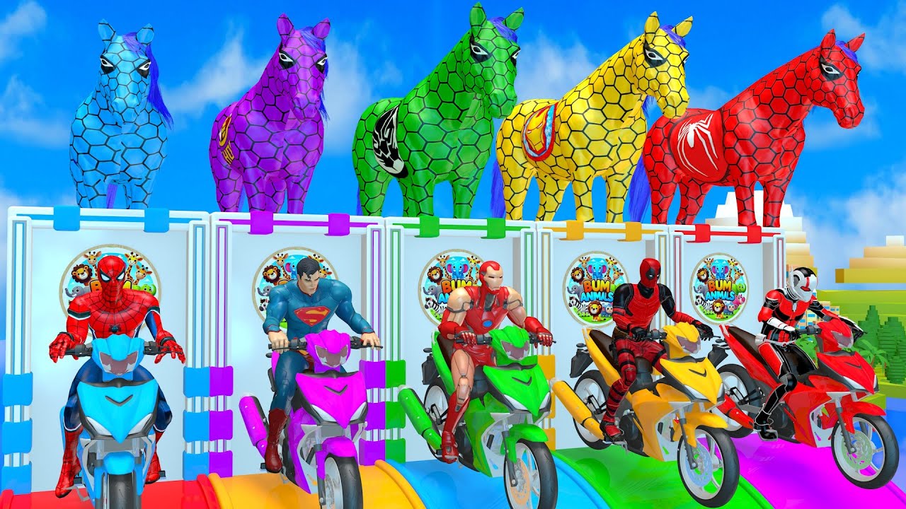 Long Slide Game With Cow Elephant Gorilla Hippopotamus Tiger - 3d Animal Game - Funny 3d Animals#2