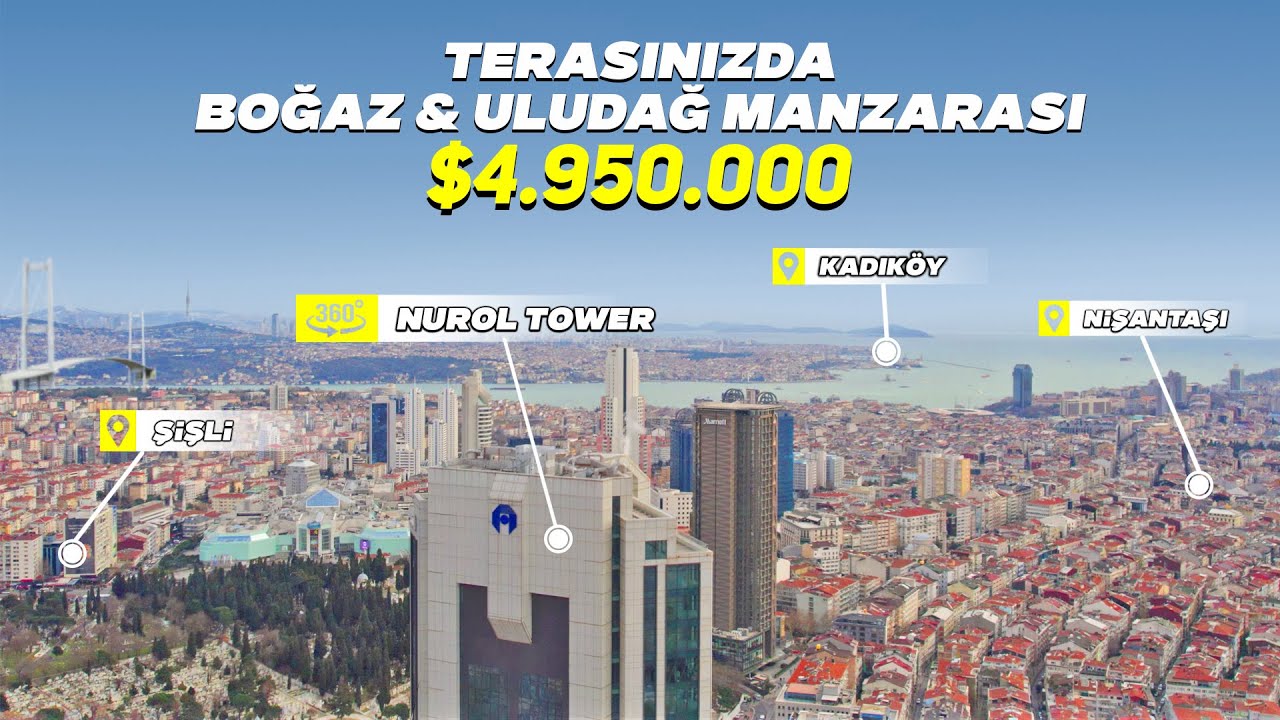 Şişli'de 360° İstanbul Manzaralı Teras I Nurol Tower $4.950.000