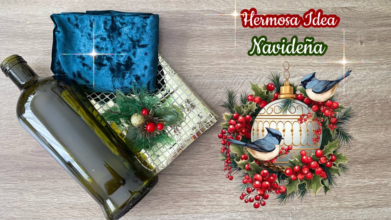 ✨Hermosa MANUALIDAD NAVIDEÑA 🎄 con Botella de Vidrio / Regala o Vende