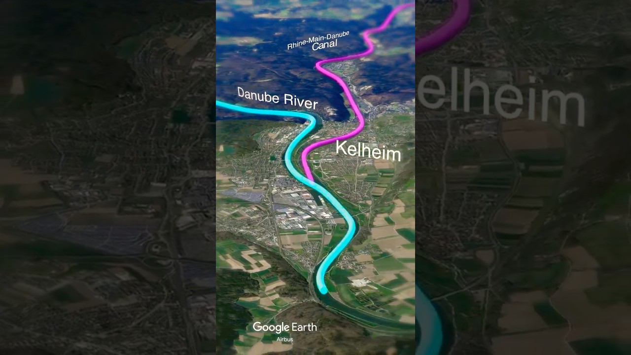 Kanał Ren-Men-Dunaj w Google Earth #europa #mapa #geograf #europegeografia #historia #geoglyphs