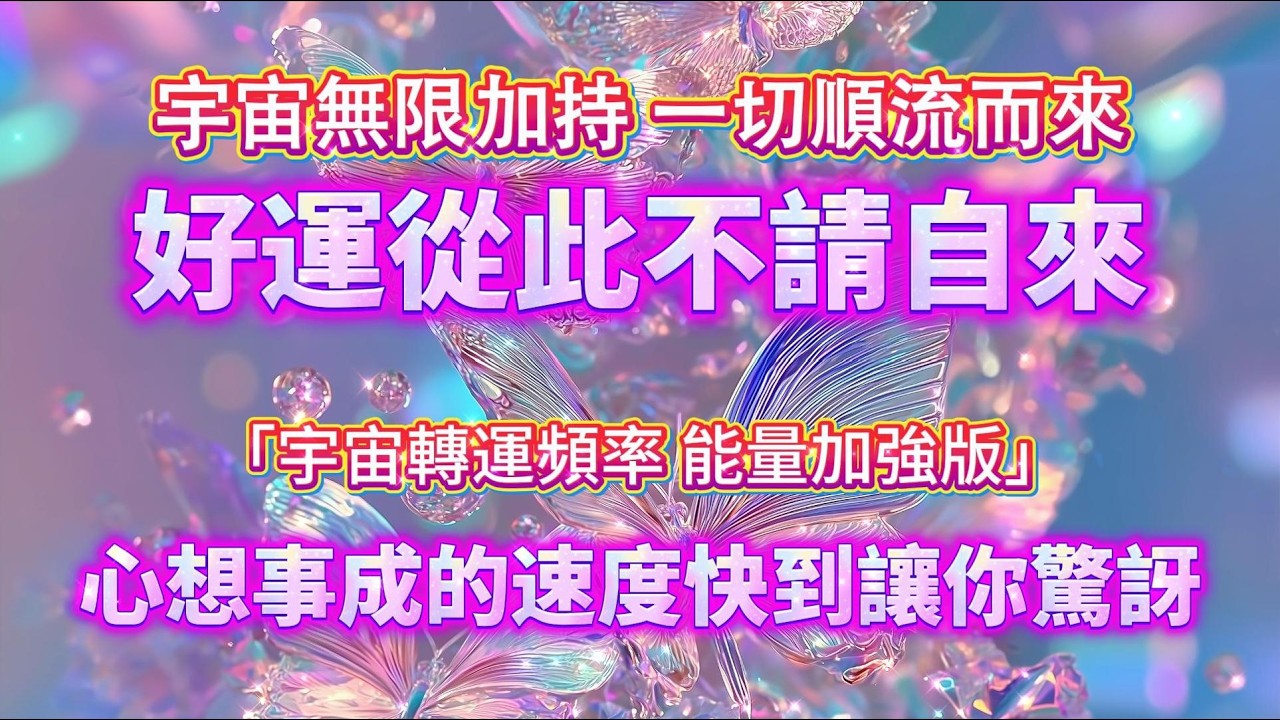 【⚠️宇宙轉運頻率加強版】好運不請自來，心想事成的速度快到讓你驚訝，宇宙無限加持，一切順流而來，吸引力法則，冥想音樂，能量音樂，顯化，正念冥想