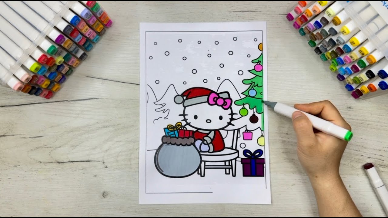Hello Kitty Coloring ⛄️ Happy New Year 🎄/ How to Color Hello Kitty🦋🎀  / Music.🎧🎼