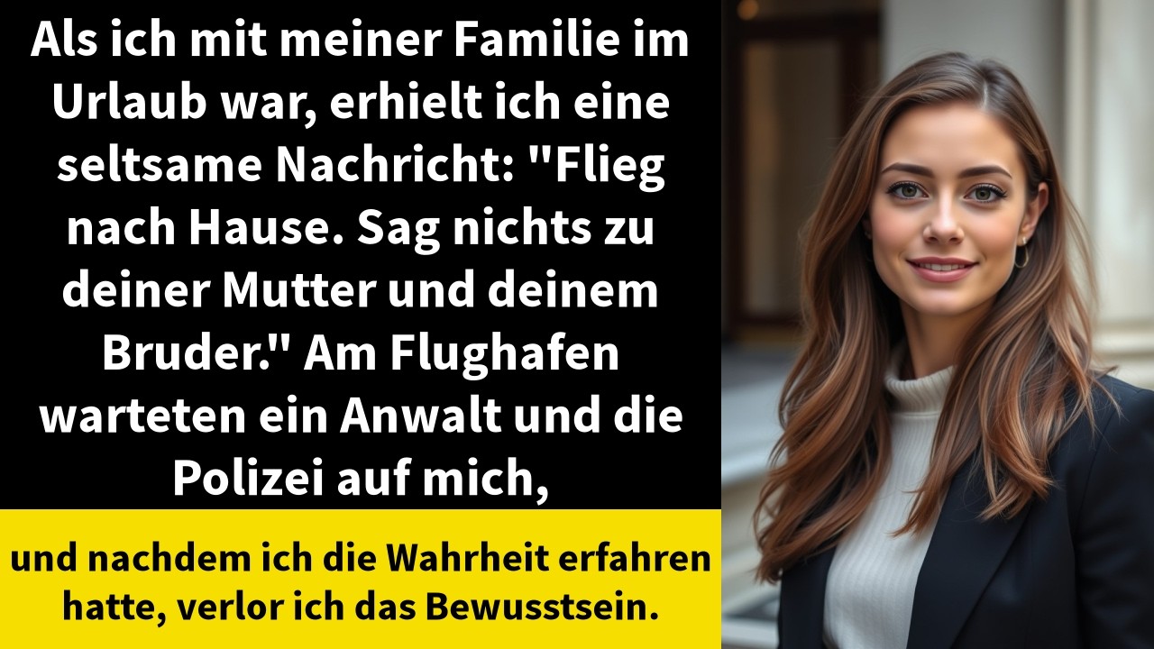 Als ich mit meiner Familie im Urlaub war, erhielt ich eine seltsame Nachricht: 