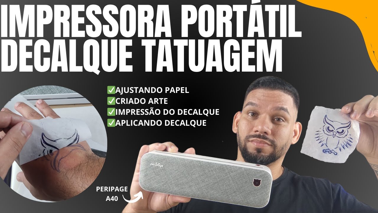 Impressora portatil peripage a40 tattoo │Peripage a4 tattoo │Peripage decalque tattoo passo a passo