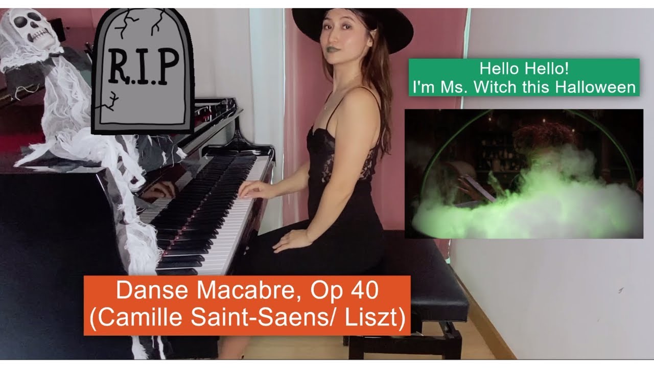 Eve K plays Danse Macabre Camille Saint Saens/ Liszt piano best Halloween spooky music