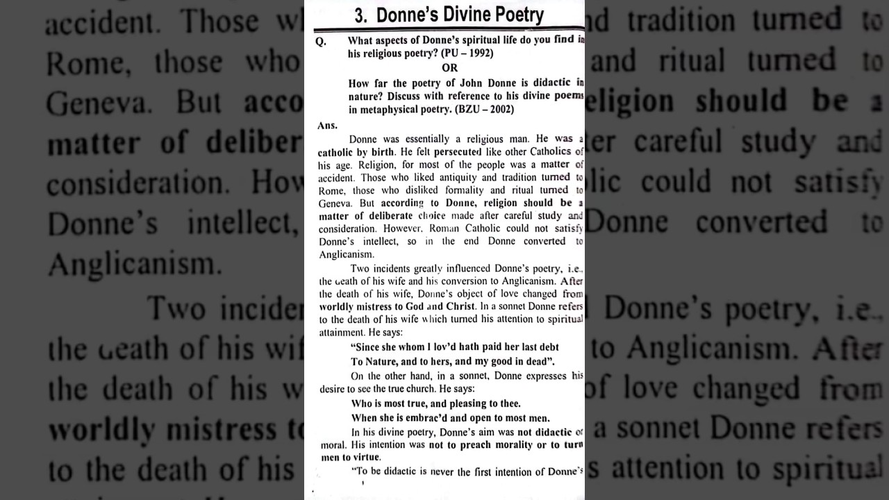 John Donne as a Divine Poet | Spiritual Themes in Metaphysical Poetry | BS English Literature