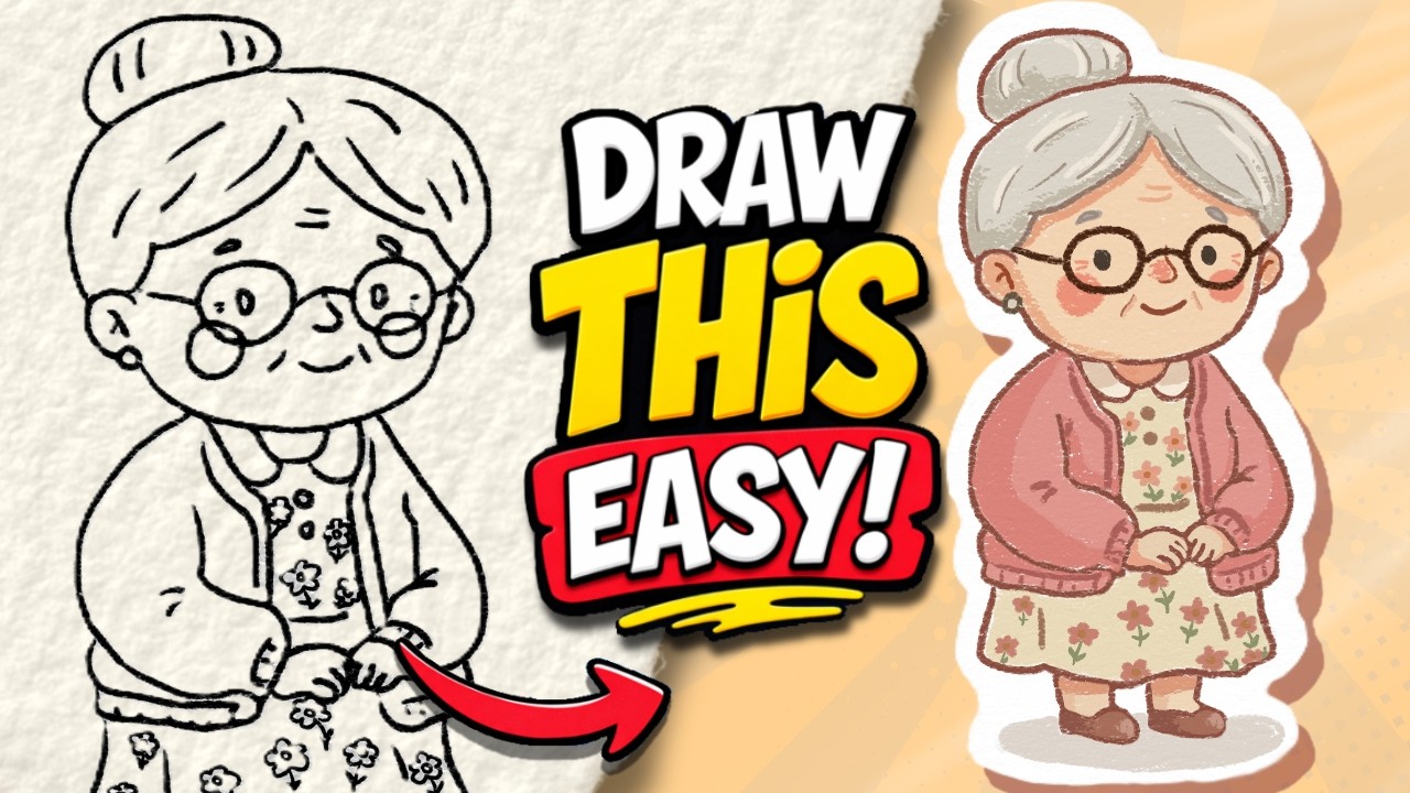 How to Draw Grandmother (Gift for Grandma's Day) /Jak narysować Babcię | Tutorial