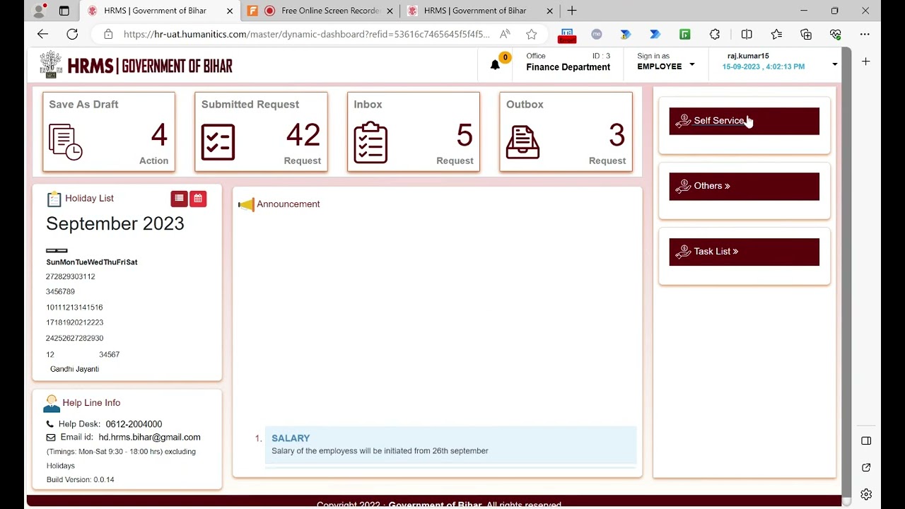 HRMS, Bihar, Personal information Change Request