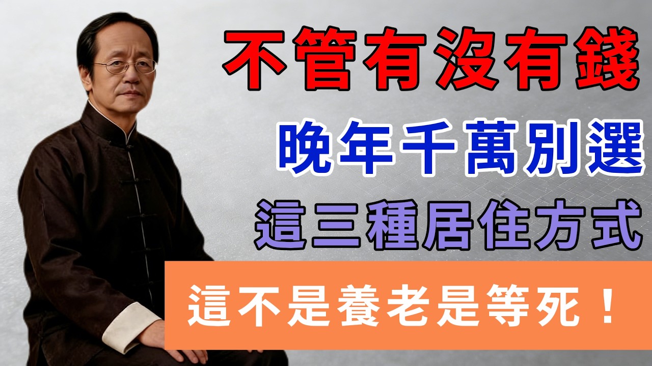 不管有沒有錢，晚年千萬別選，這三種居住方式，這不是養老是等死！