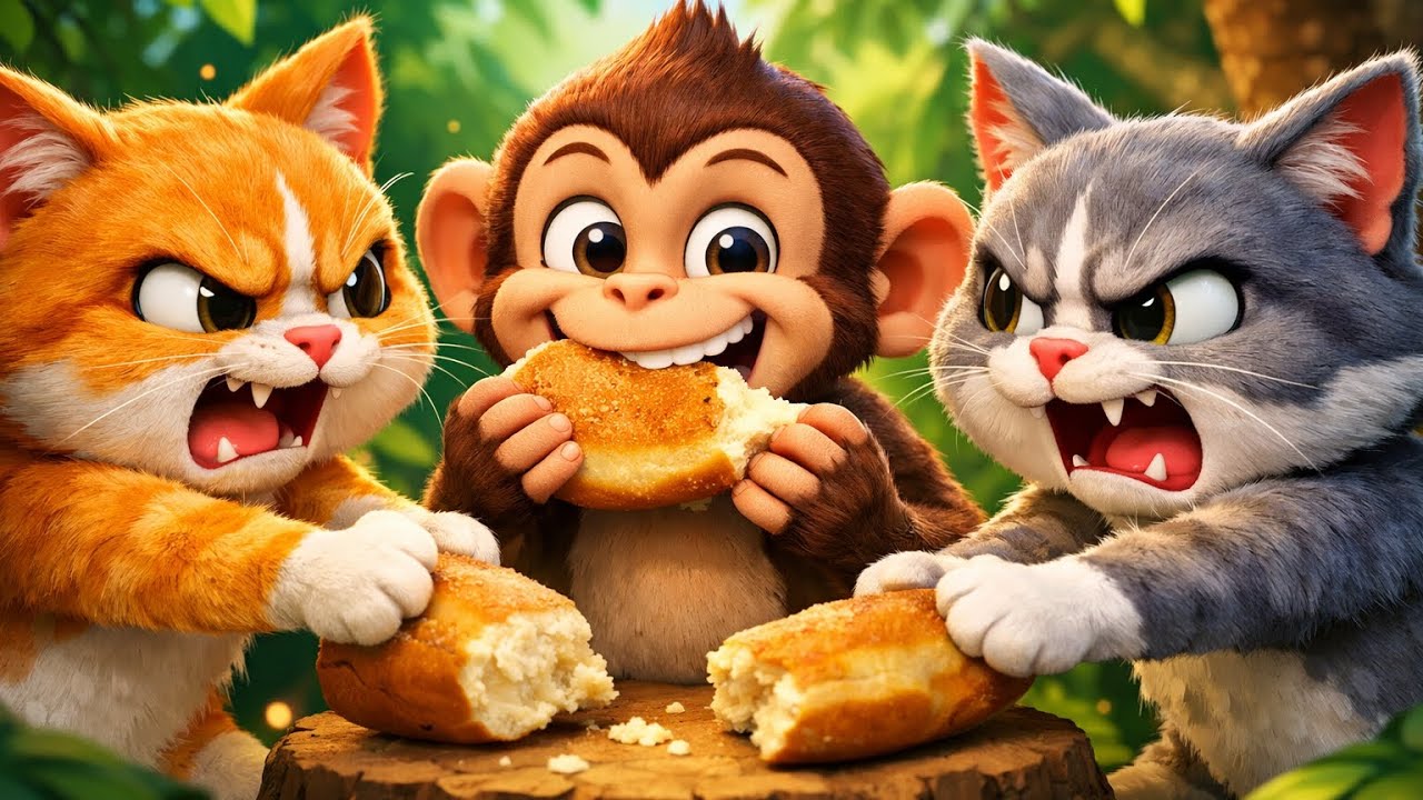 🐱🐱 दो बेवकूफ़ बिल्लियाँ और चालाक बंदर 🐒 | Moral Story in Hindi | Kids Story