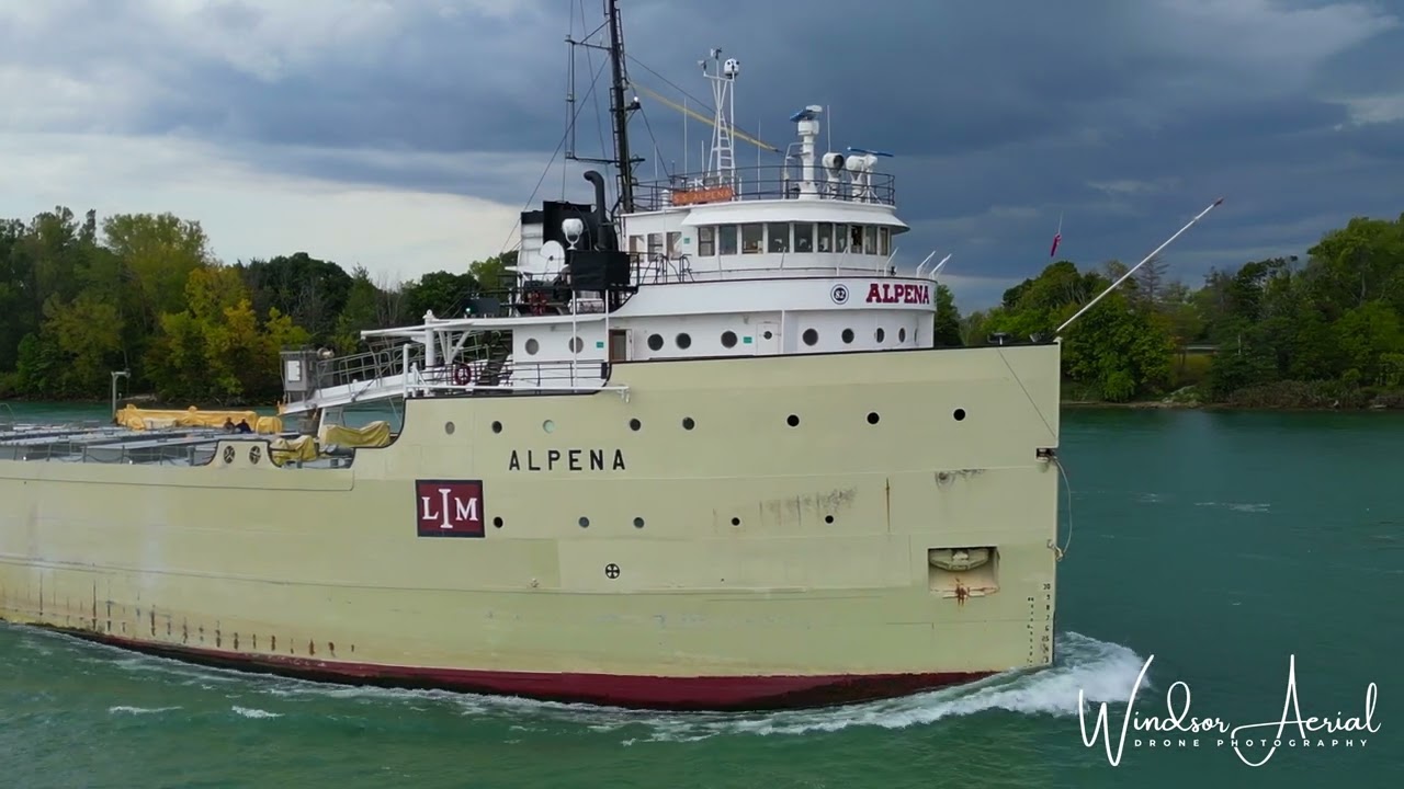 1942 WWII STEAMSHIP SS ALPENA ANDRIE TRANSPORTATION GROUP by Windsor Aerial Drone Photography.