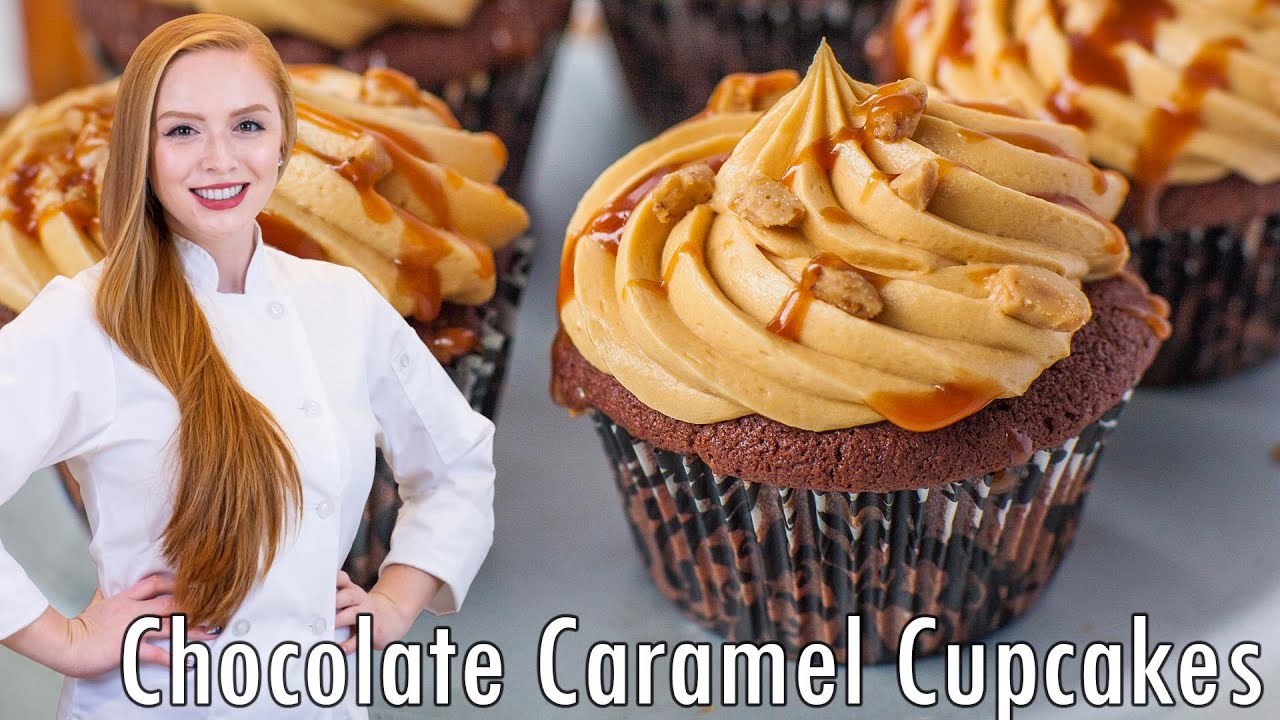 EASY Chocolate Toffee Cupcakes Recipe! With Salted Caramel Buttercream!!