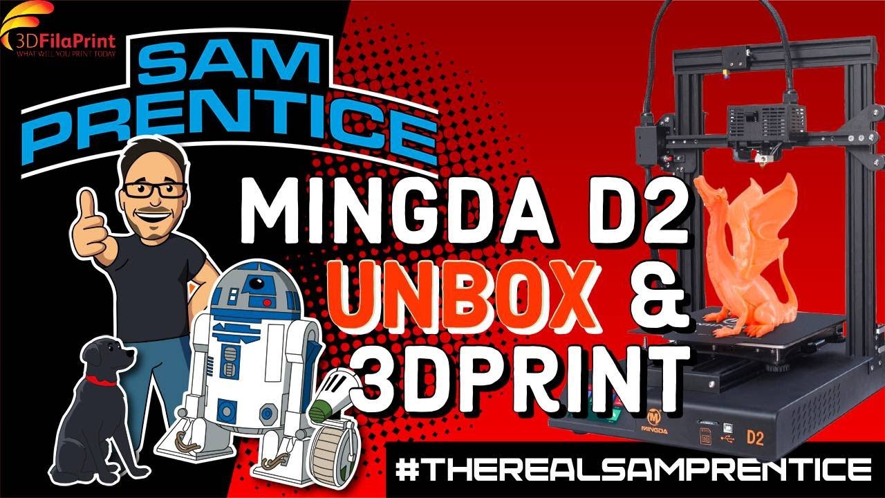 Mingda D2 3D printer Live Unboxing and First Print