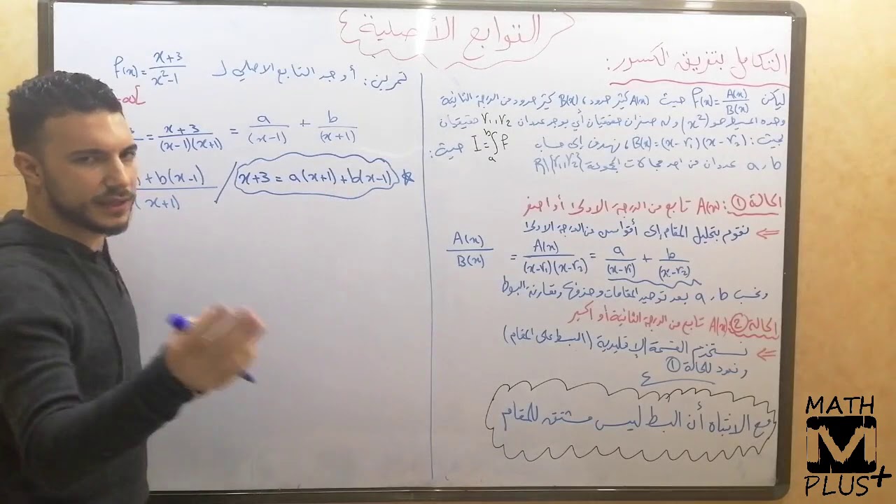 التابع الأصلي_التكامل بتفريق الكسور_الدرس السادس