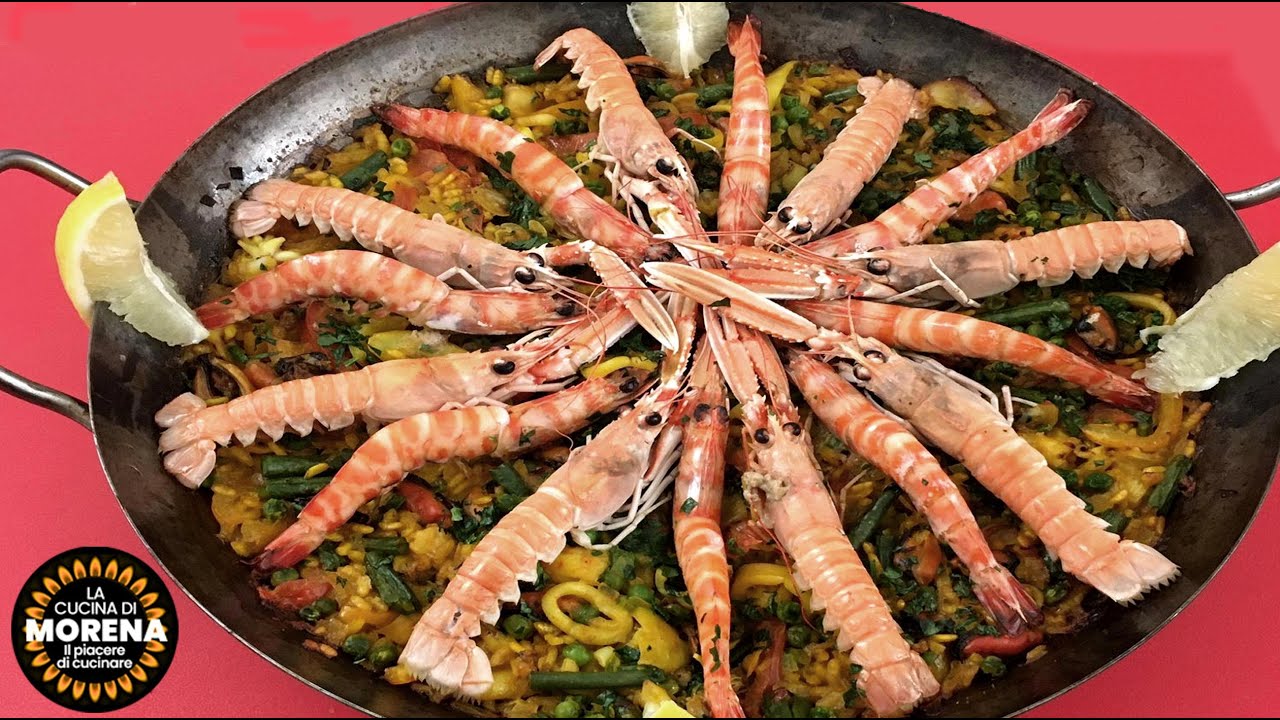Paella di pesce e verdure