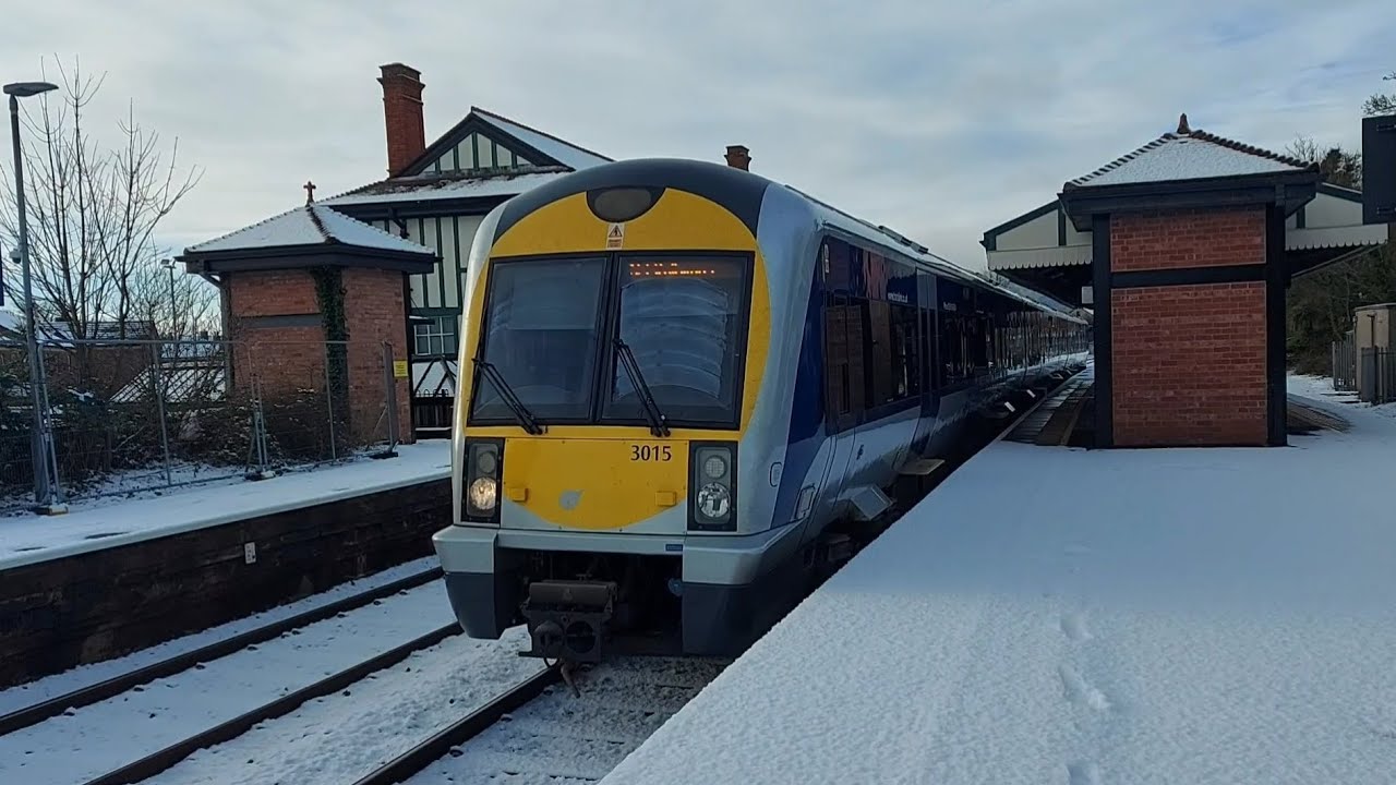 Trains at Carrickfergus & Barn in the snow. 4/1/26
