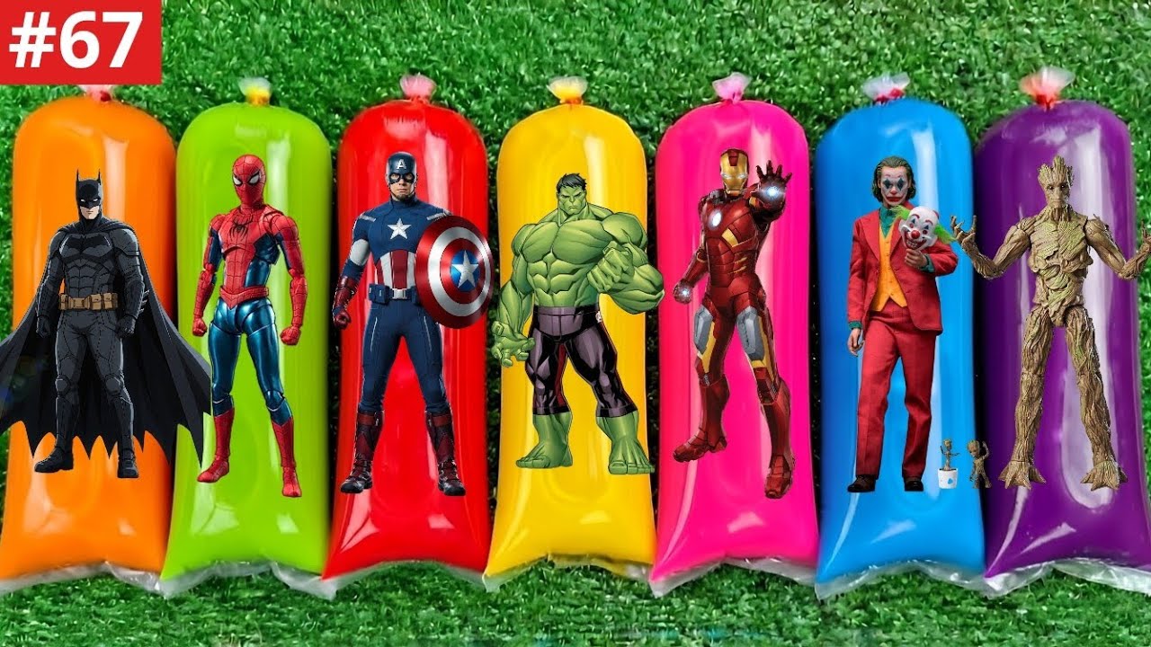 #67 MISSION to find the treasure of MARVEL AVENGERS SUPERHEROES in COLORED WATER! (SPIDERMAN, HULK)