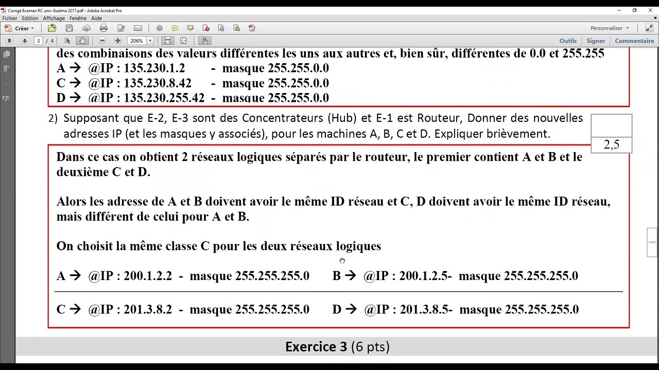 Corrigée type d'un examen un module réseaux et communication