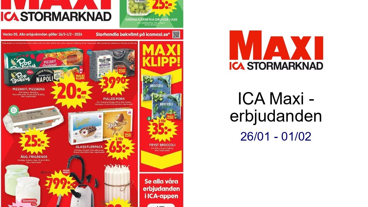 ICA Maxi - erbjudanden 26/01 - 01/02