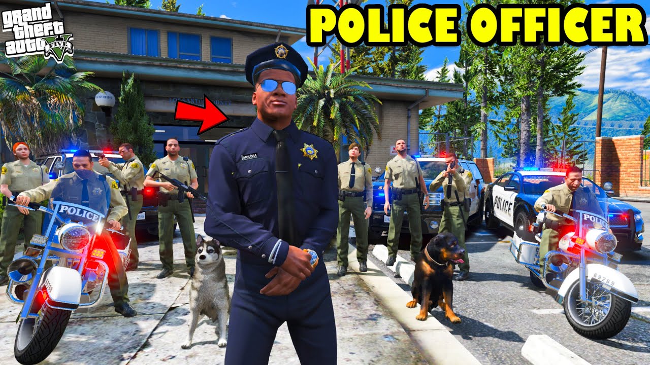 Franklin Finally Become POLICE OFFICER In Los Santos GTA 5! Shinchan & Chop