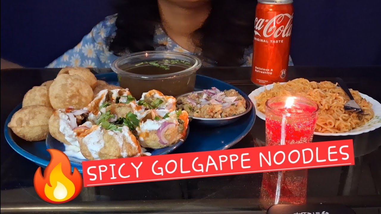 ASMR EATING DAHI PUCHKA | EATING SPICY GOLGAPPE | EATING NOODLE & COKE 🍝 