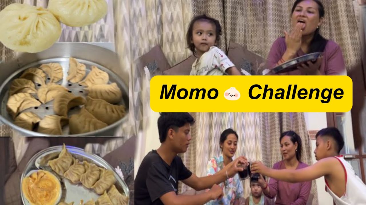 M0M0 CHALLENGE🥟// aata ko momo khana sakiyana🤦‍♀️//