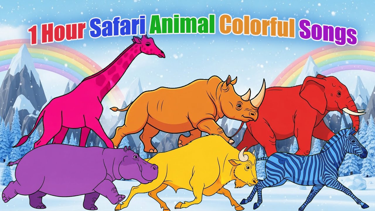 1 Hour Safari Animal Colorful Songs | Song for Kids | Zazzy Melody