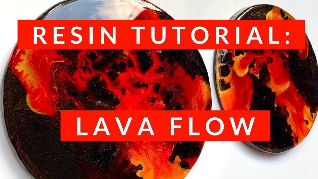Resin coaster Tutorial: molten lava flowing - vibrant red, orange and yellow, with 3D effects
