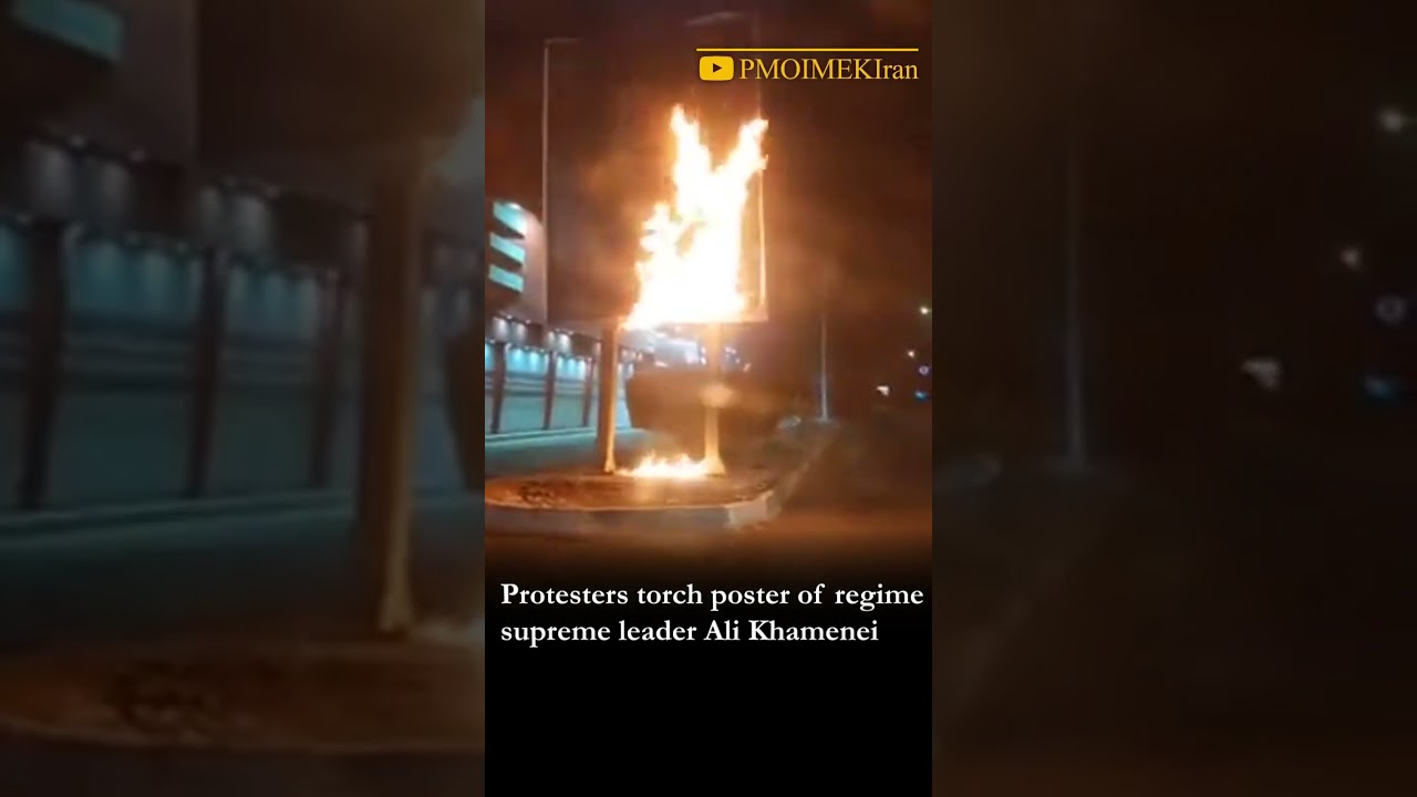 Poster of Khamenei burning in Ahvaz | November 9, 2022 #shorts #iranprotests