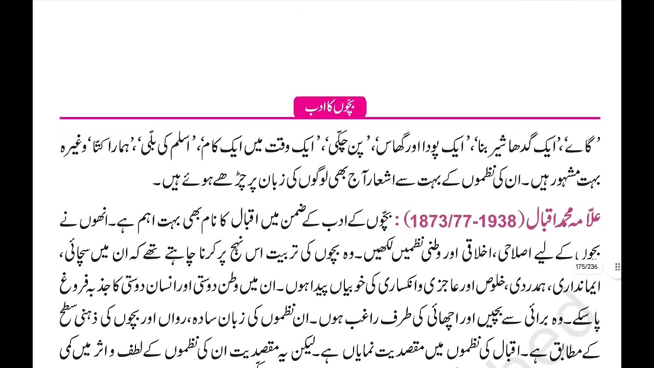 اردو زبان وادب کی تاریخ باب 20 کلاس 21 بچوں کا ادب 