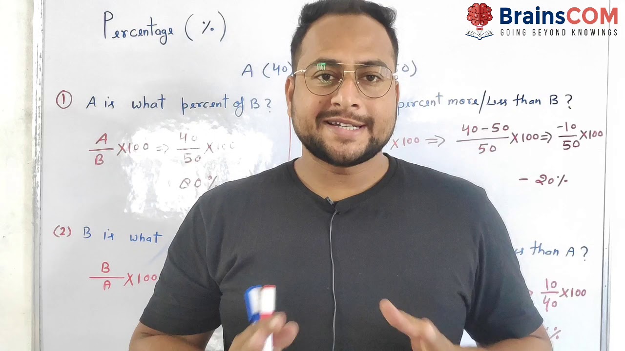 Percentage - 1 | Percentage Basics | Comparison FOR CAT | OMET | CLAT | IPM | BANK | SSC