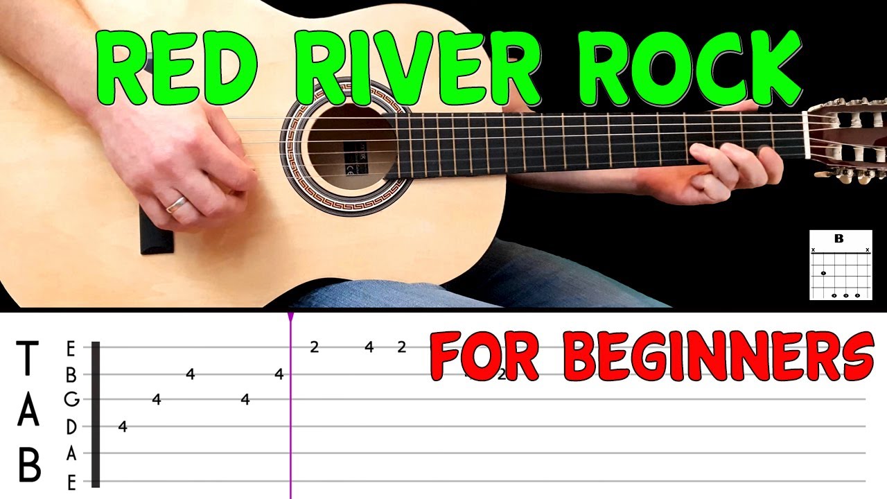 RED RIVER ROCK | Easy guitar melody lesson for BEGINNERS (with tabs) - Johnny & The Hurricanes